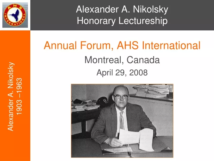 alexander a nikolsky honorary lectureship