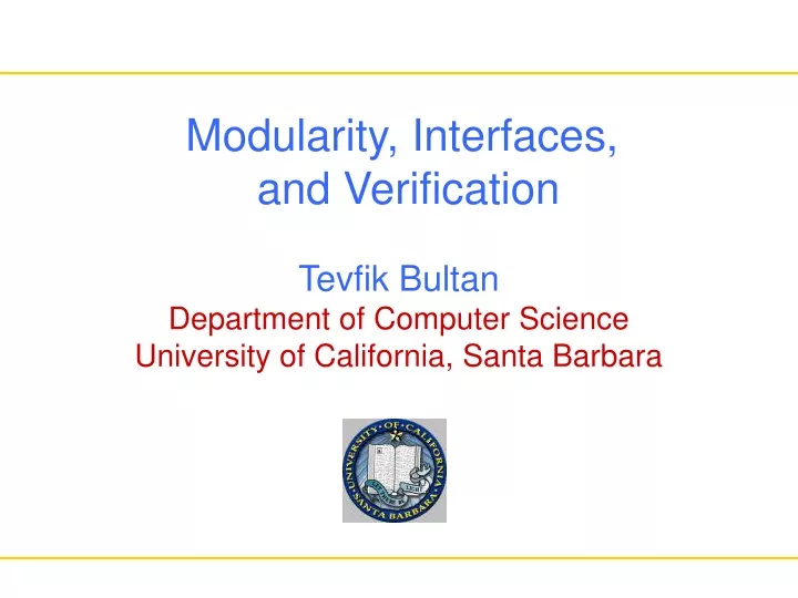 modularity interfaces and verification