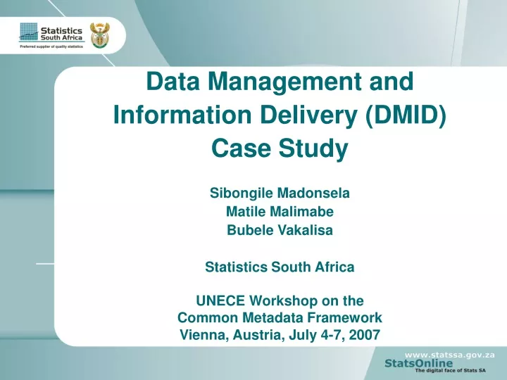 data management and information delivery dmid