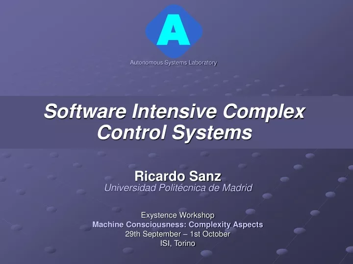 software intensive complex control systems