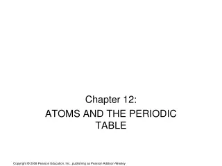 Chapter 12: ATOMS AND THE PERIODIC TABLE
