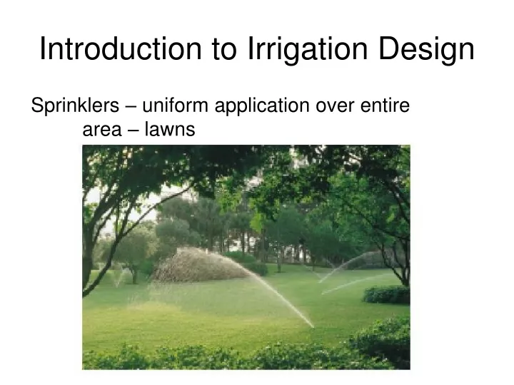 introduction to irrigation design