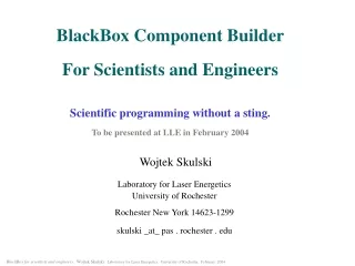 BlackBox Component Builder  For Scientists and Engineers Scientific programming without a sting.