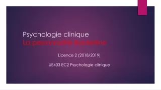 Psychologie clinique La personnalité Borderline