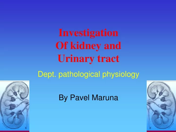 investigation of kidney and urinary tract dept