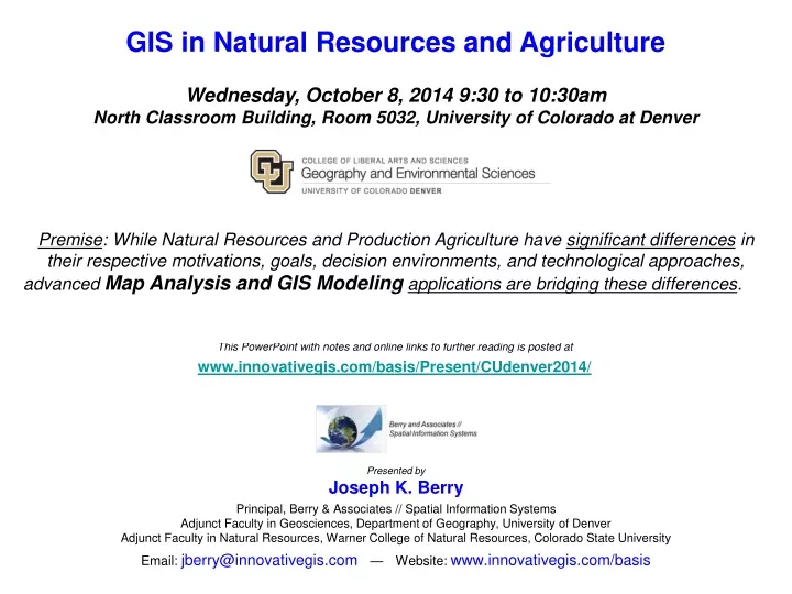 gis in natural resources and agriculture