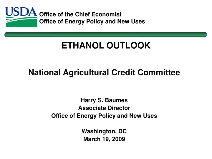ethanol outlook