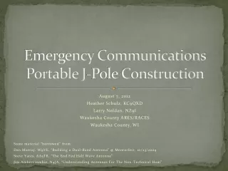 Emergency Communications Portable J-Pole Construction