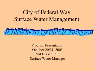 City of Federal Way Surface Water Management