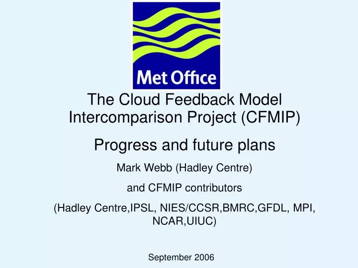 the cloud feedback model intercomparison project