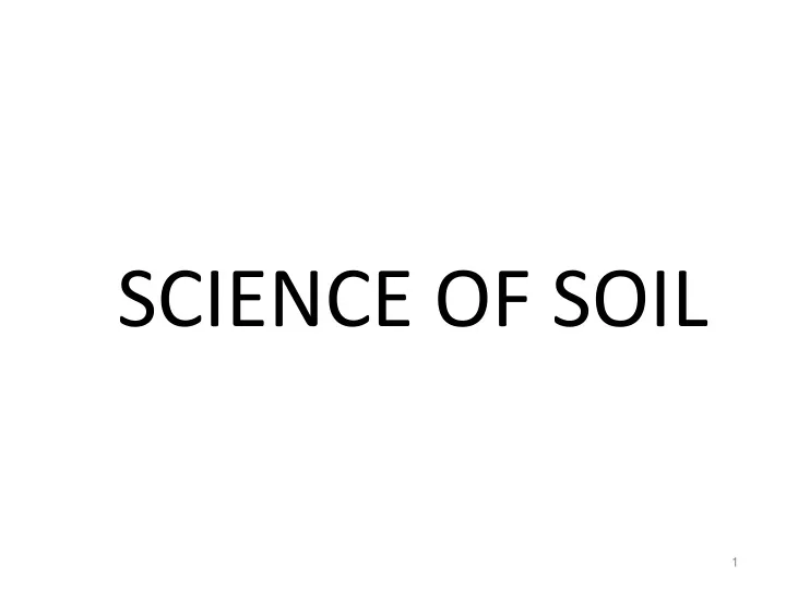science of soil