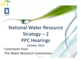 National Water Resource Strategy – 2 PPC Hearings October 2012