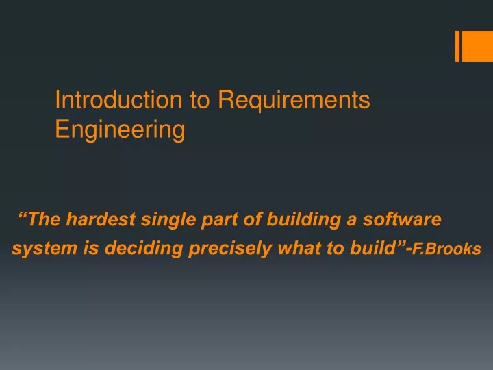 introduction to requirements engineering