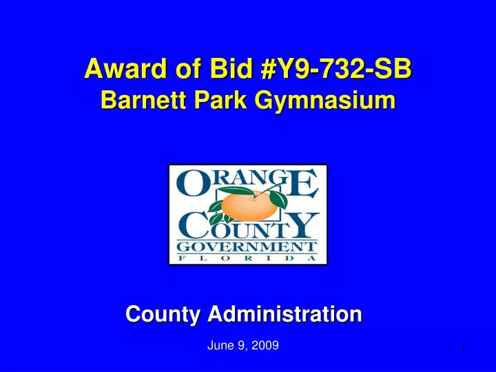 award of bid y9 732 sb barnett park gymnasium
