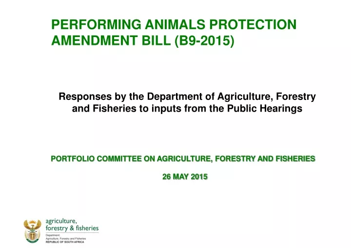 performing animals protection amendment bill b9 2015