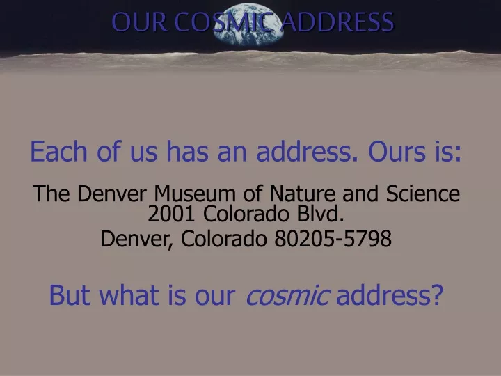 each of us has an address ours is the denver