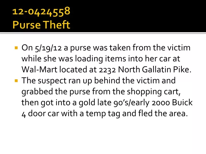12 0424558 purse theft