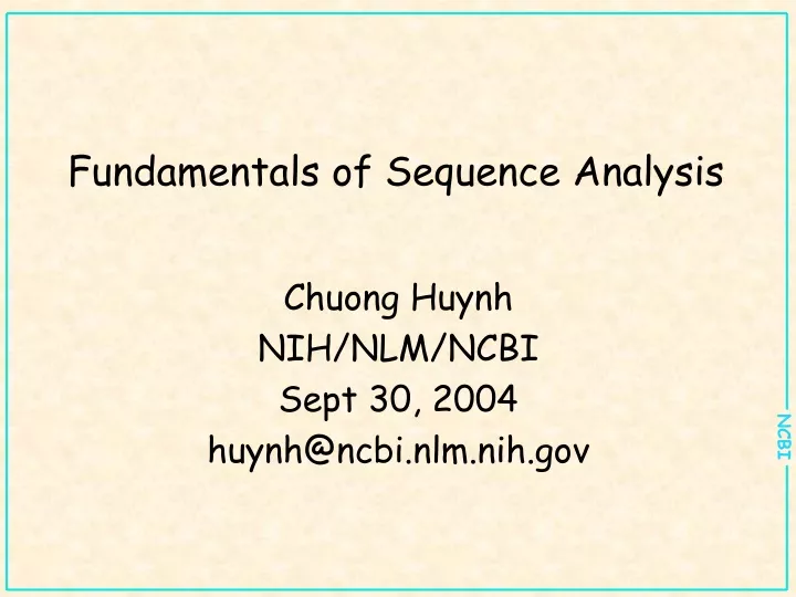 fundamentals of sequence analysis