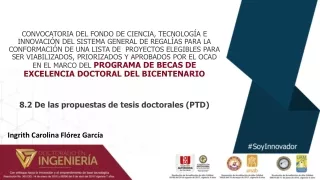 8.2 De las propuestas de tesis doctorales  (PTD)