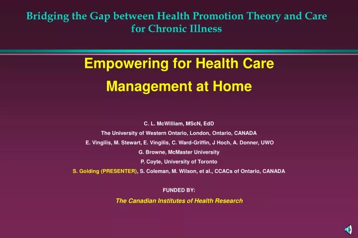 bridging the gap between health promotion theory