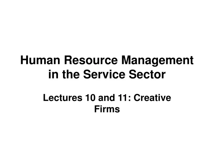 human resource management in the service sector