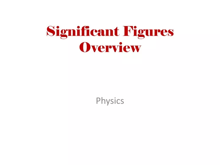 significant figures overview