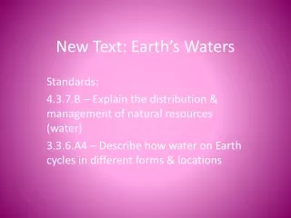 New Text: Earth’s Waters