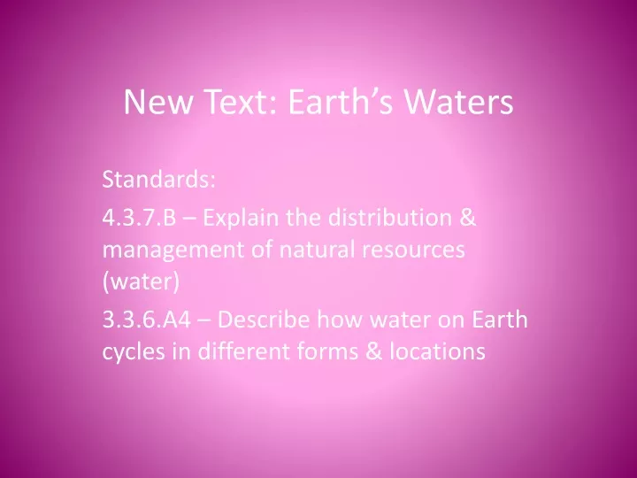 new text earth s waters