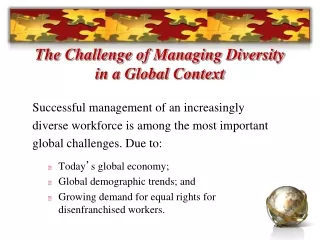 The Challenge of Managing Diversity in a Global Context