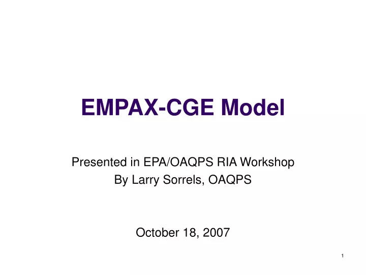 empax cge model presented in epa oaqps