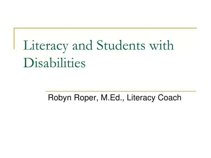 literacy and students with disabilities