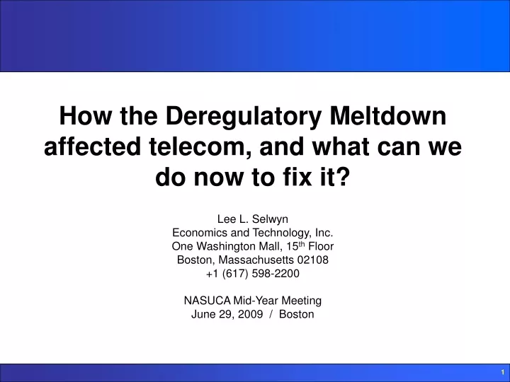 how the deregulatory meltdown affected telecom