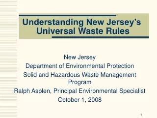 Understanding New Jersey’s  Universal Waste Rules