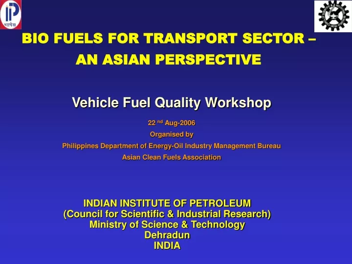 bio fuels for transport sector an asian perspective