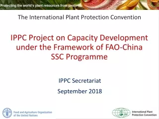 IPPC Project on Capacity Development  under the Framework of  FAO-China SSC  Programme