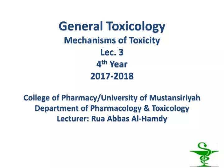 general toxicology mechanisms of toxicity