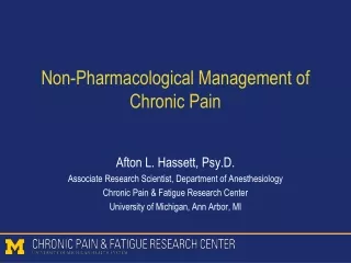 Non-Pharmacological Management of Chronic Pain
