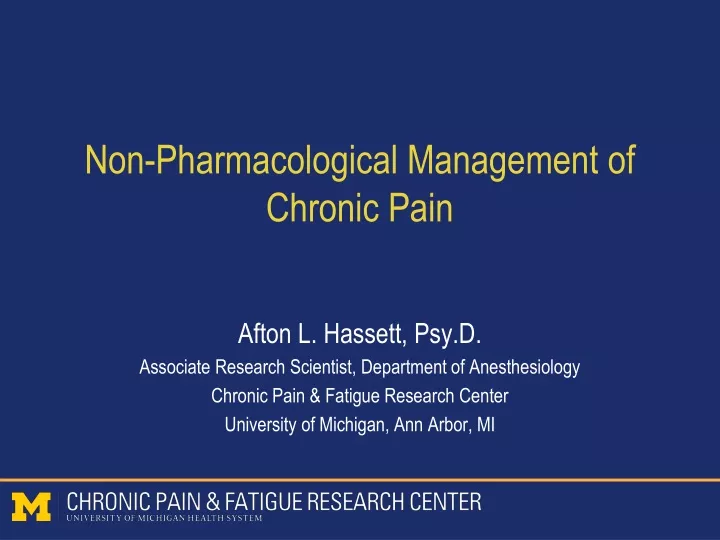 non pharmacological management of chronic pain