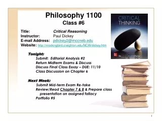 Philosophy 1100 Class #6