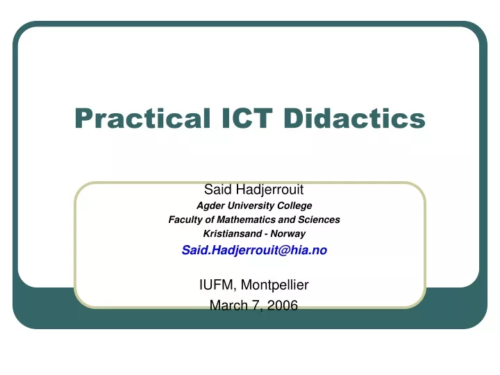 practical ict didactics