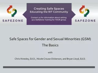 Safe Spaces for Gender and Sexual Minorities (GSM)  The Basics