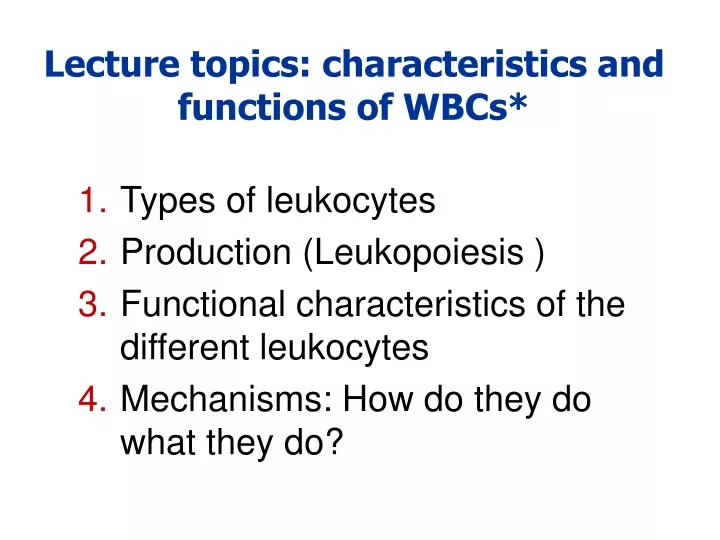 lecture topics characteristics and functions