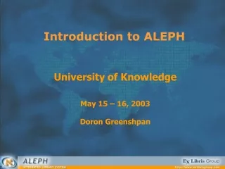 Introduction to ALEPH