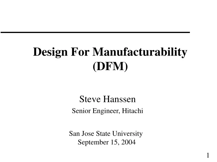 design for manufacturability dfm