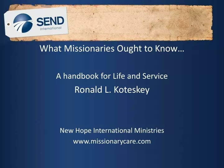 what missionaries ought to know a handbook