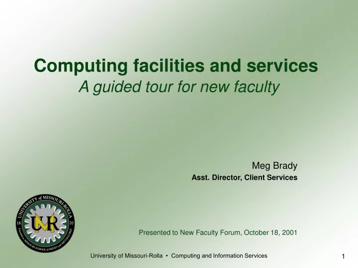 computing facilities and services a guided tour for new faculty