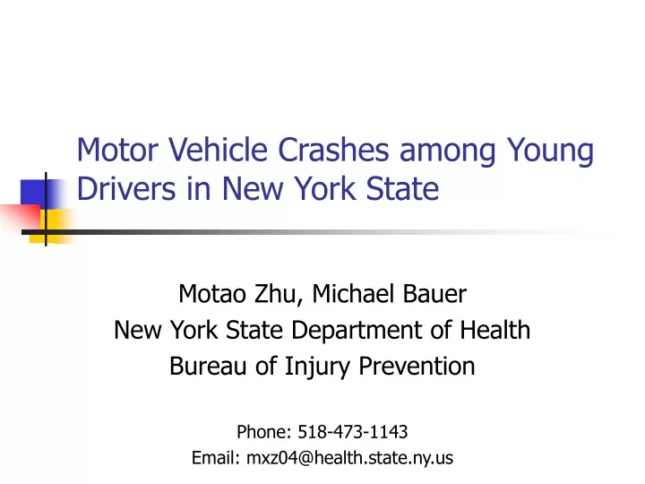 motor vehicle crashes among young drivers in new york state