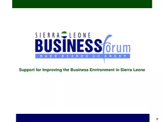 Support for Improving the Business Environment in Sierra Leone