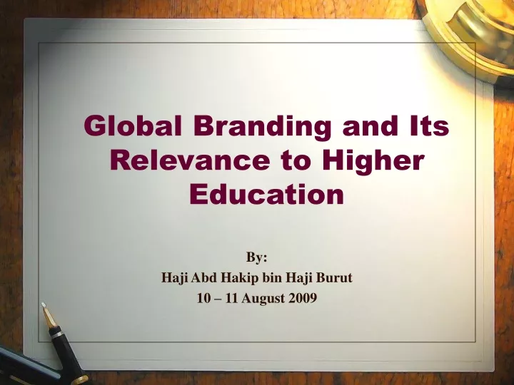 global branding and its relevance to higher