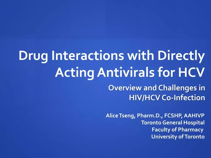 drug interactions with directly acting antivirals for hcv